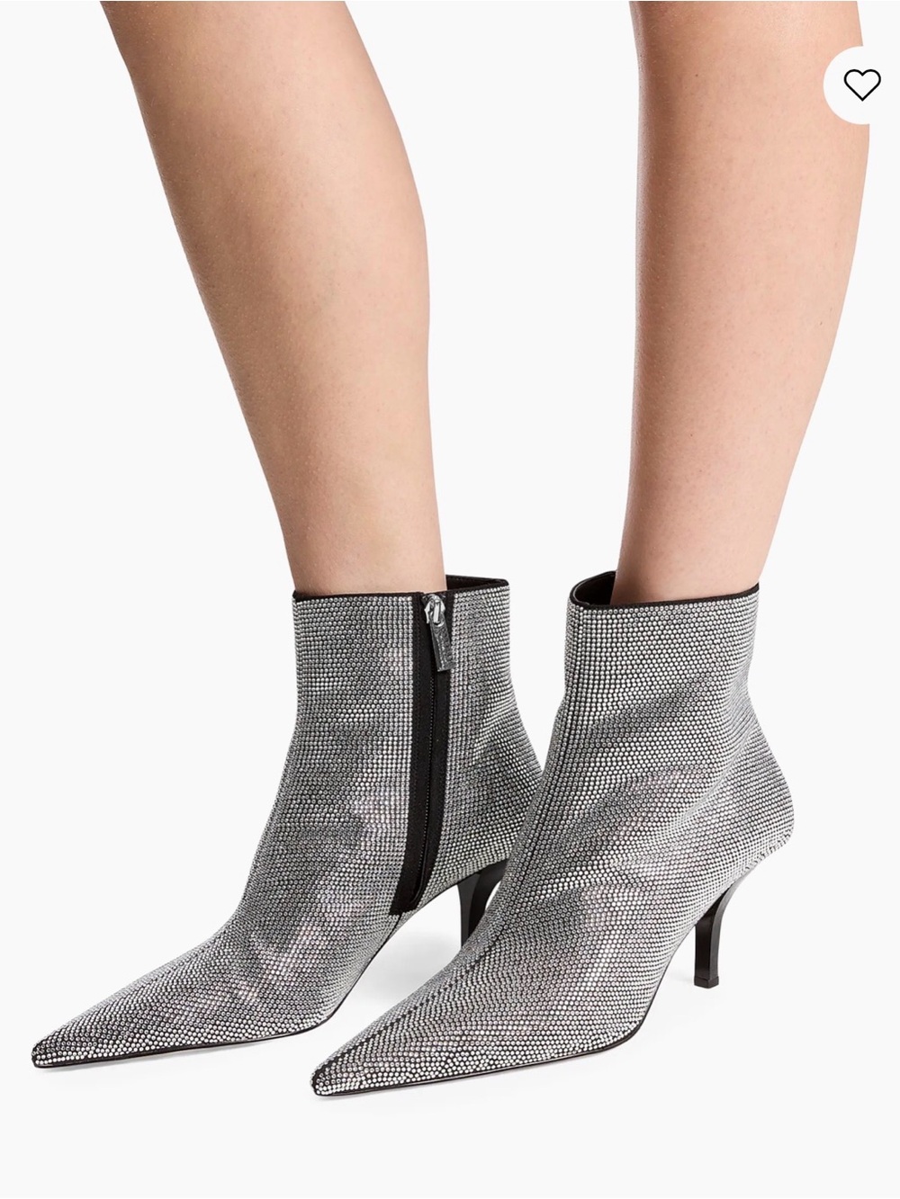 Michael Kors Silver Rhinestone Pointed Toe Ankle Booties
